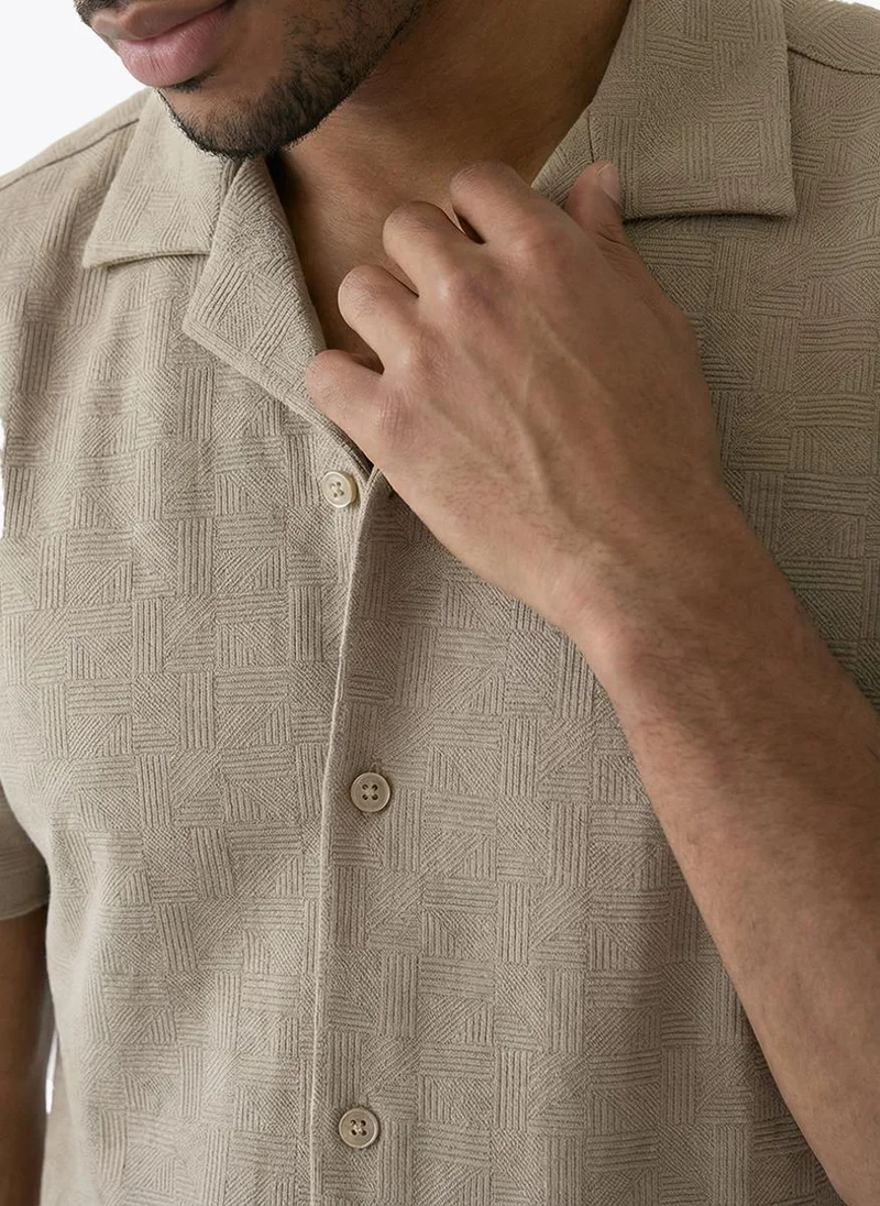 Nautica  Men Regular Fit Short Sleeve Shirt for Relaxed Style - Moss Grey for Men | Best Price UAE