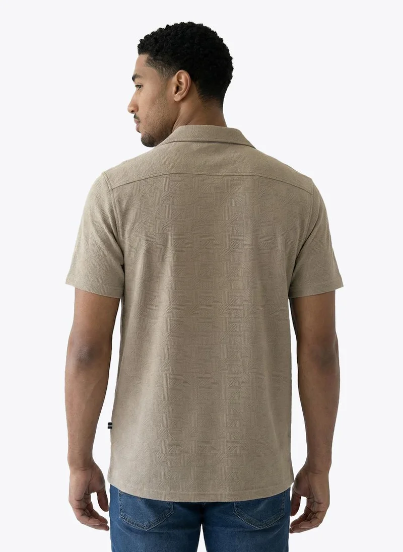 Nautica Men Regular Fit Short Sleeve Shirt for Relaxed Style - Moss Grey