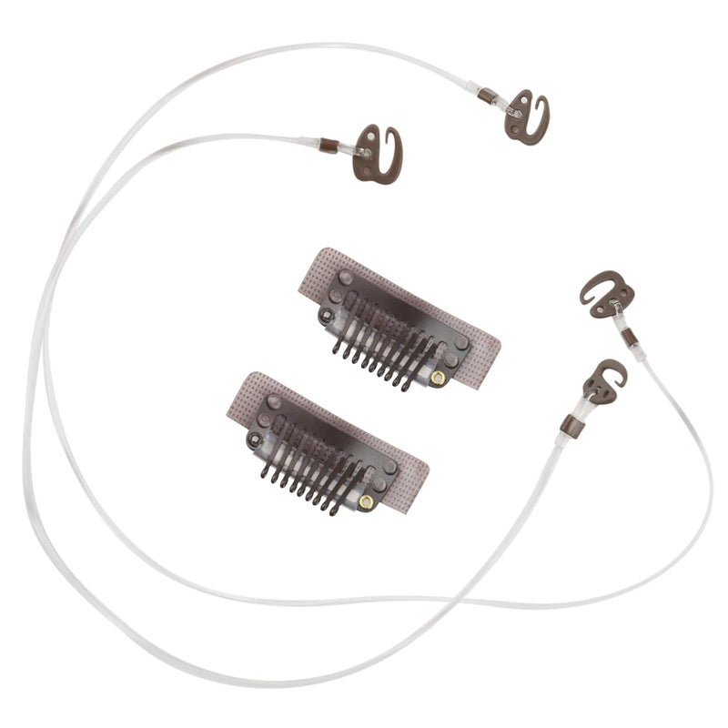 مشابك قابلة للصق بلون بني داكن من فول شاين مع 2 خيط صيد غير مرئي مرن بطول 20 سم و 25 سم مشابك قابلة للإزالة