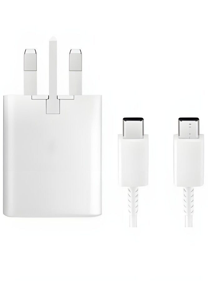 General 3-Pin Super Fast Charging 25W Power Adapter With Type-C Cable White 