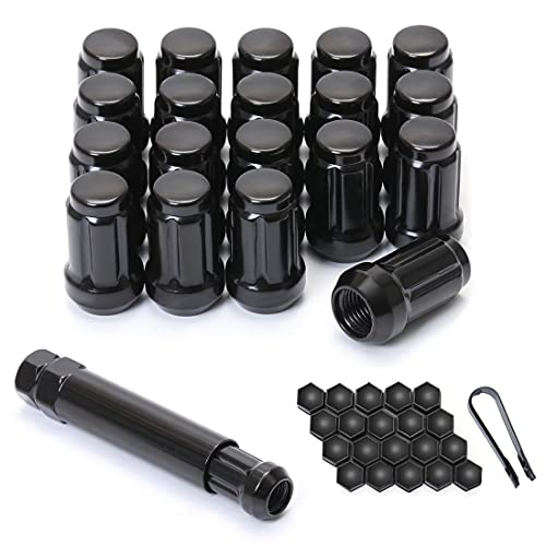 ChnewAuto M12x1.5 Lug Nuts M12-1.50 Lug Nuts Black Spline Lug Nuts 12x1.5 1.38" Long Set of 20 Wheel Lug Nut 12mmx1.5 Lug Nuts Acorn Fit for Honda Accord CRV Civic - Image 1