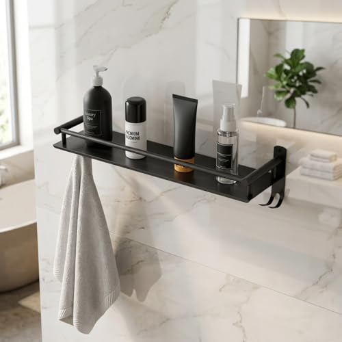 Well Set Multipurpose Stainless Steel Bathroom Shelf/Rack/Storage Organizer for Bathroom and Kitchen (Matt Black - 15x5x5 inches) - Image 2