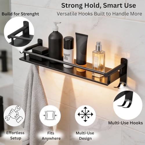Well Set Multipurpose Stainless Steel Bathroom Shelf/Rack/Storage Organizer for Bathroom and Kitchen (Matt Black - 15x5x5 inches) - Image 5
