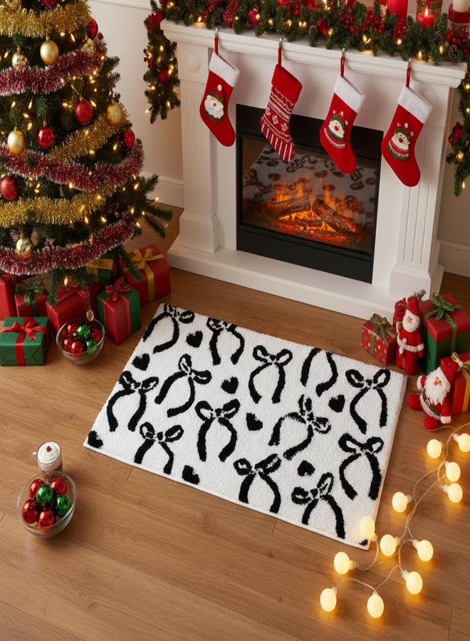 Tinideya Black Bow Bathroom Rug, 20 x 32 Inch Coquette Cute Bath Mat for Bathroom Non Slip Absorbent Carpet Preppy Bow Bath Rug Washable Mat for Front Door, Bedroom, Living Home Room Decor - Image 3
