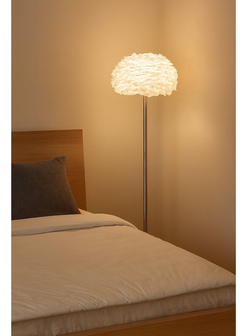 كيو ويل مصباح أرضي حديث  ريش ابيض - Image 2