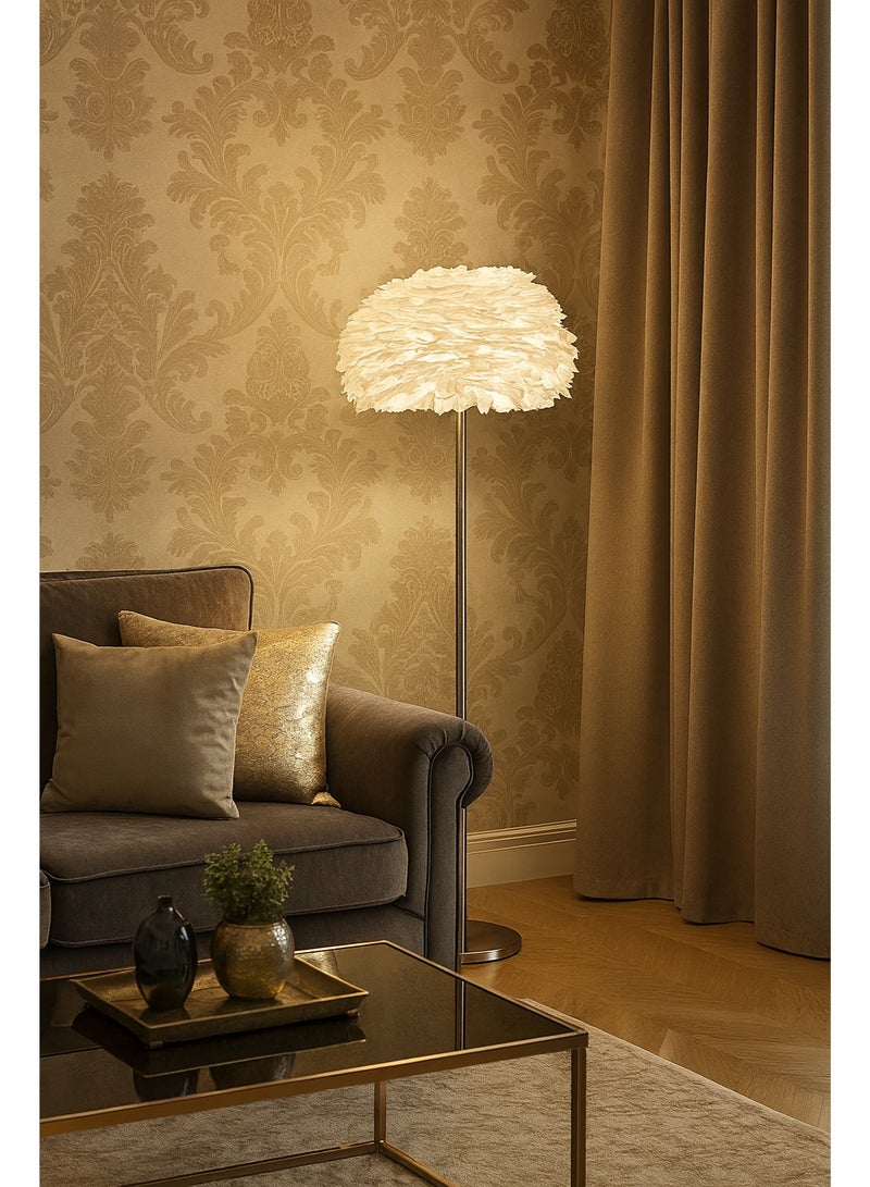 كيو ويل مصباح أرضي حديث  ريش ابيض - Image 3