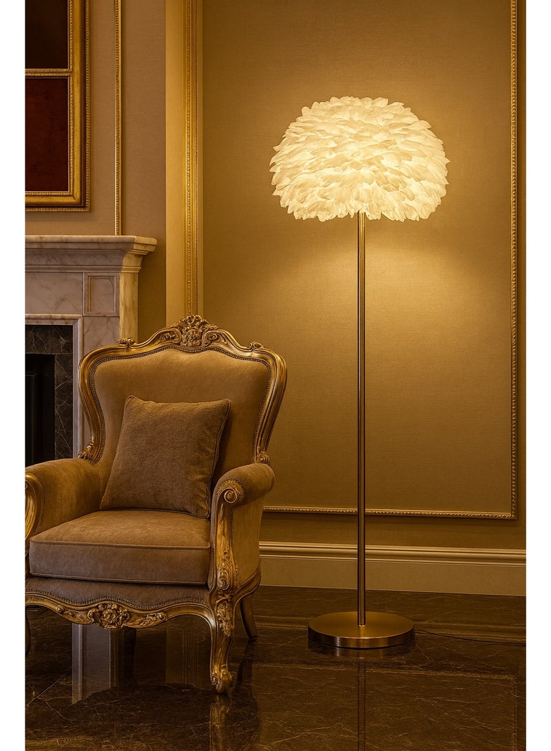 كيو ويل مصباح أرضي حديث  ريش ابيض - Image 4