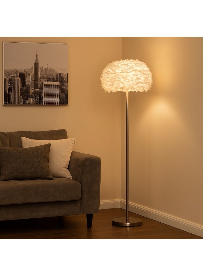 كيو ويل مصباح أرضي حديث  ريش ابيض - Image 5