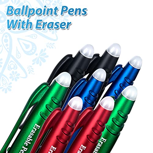 KERIFI Erasable Gel Pens 0.7mm, Heat Erasable Fine Point Ballpoint Pens, Make Mistakes Disappear, Gel Ink Pens with Eraser for Drawing Writing Planner Journaling (Red, Blue, Black, Green) - Image 2