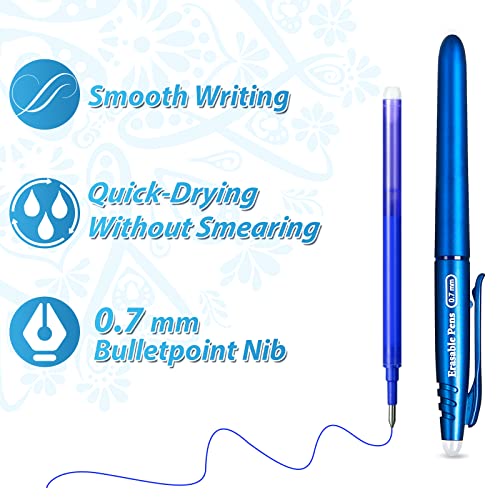 KERIFI Erasable Gel Pens 0.7mm, Heat Erasable Fine Point Ballpoint Pens, Make Mistakes Disappear, Gel Ink Pens with Eraser for Drawing Writing Planner Journaling (Red, Blue, Black, Green) - Image 4