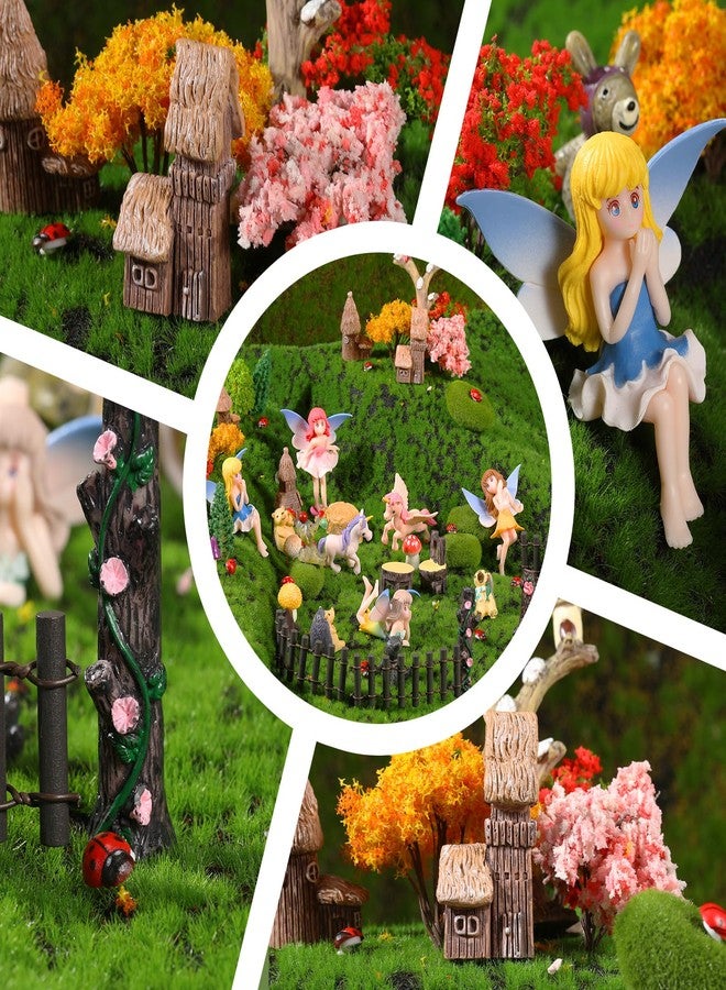 Canlierr Miniature Garden Kit Flower Angel Fairy House Animals Trees Diorama Accessories Fairy Village Mini Terrarium Figurines Micro Landscape Ornaments for DIY Garden Decor Succulents - Image 4