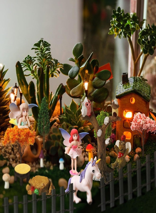 Canlierr Miniature Garden Kit Flower Angel Fairy House Animals Trees Diorama Accessories Fairy Village Mini Terrarium Figurines Micro Landscape Ornaments for DIY Garden Decor Succulents - Image 5
