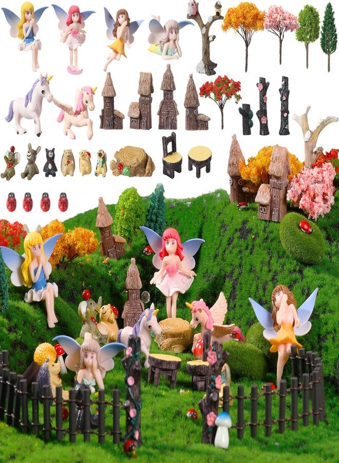 Canlierr Miniature Garden Kit Flower Angel Fairy House Animals Trees Diorama Accessories Fairy Village Mini Terrarium Figurines Micro Landscape Ornaments for DIY Garden Decor Succulents - Image 1