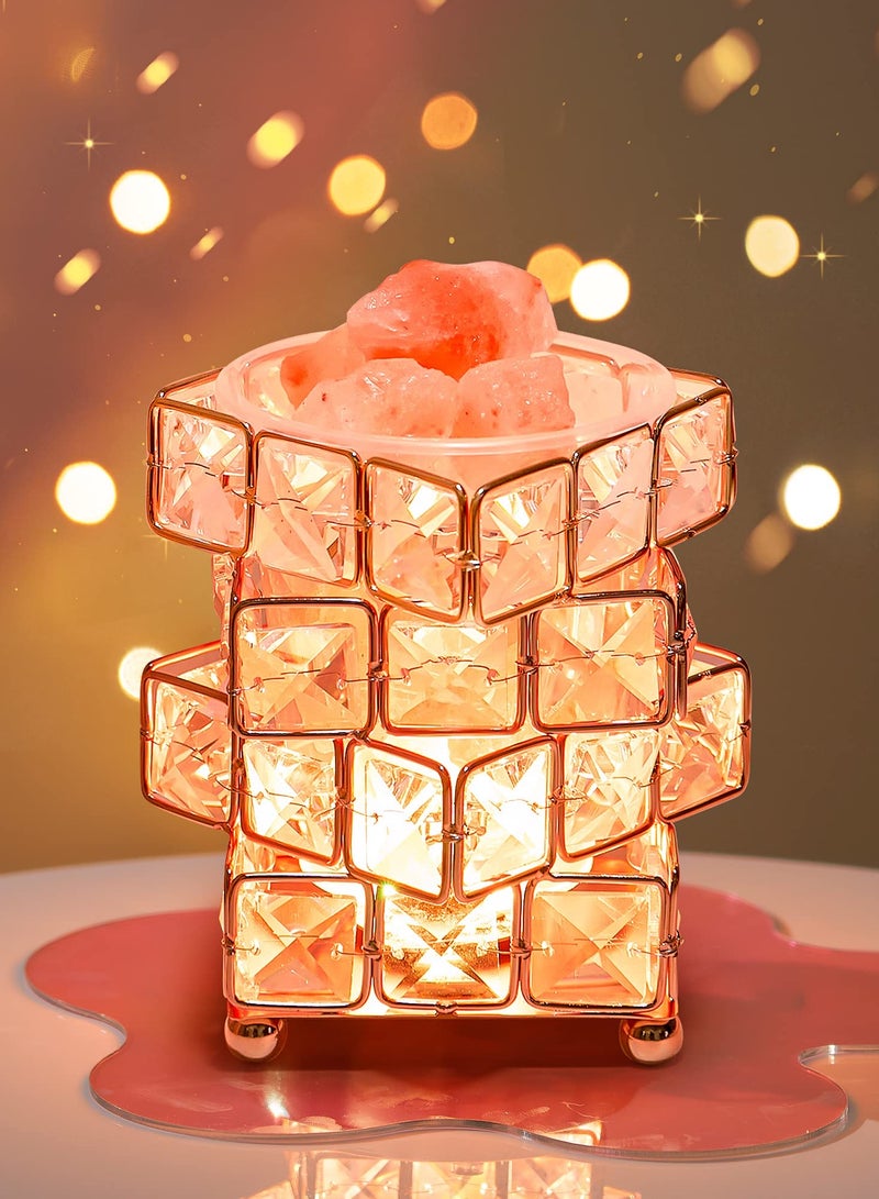 SYOSI مصباح ملح كريستالي بألوان 16 مصباح ملح صخري طبيعي من هيمالايا لمكتب نوم مصباح طاولة كريستالي 10 درجات سطوع مصباح ملح وردي هيمالايا 6 بوصات معطرات مصباح ملح صخري لزينة مكتب هدايا - Image 2