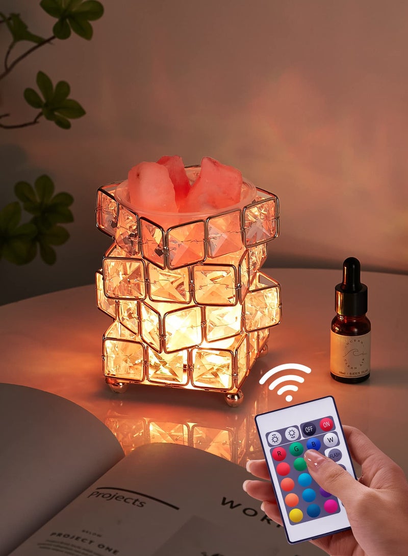 SYOSI مصباح ملح كريستالي بألوان 16 مصباح ملح صخري طبيعي من هيمالايا لمكتب نوم مصباح طاولة كريستالي 10 درجات سطوع مصباح ملح وردي هيمالايا 6 بوصات معطرات مصباح ملح صخري لزينة مكتب هدايا - Image 3