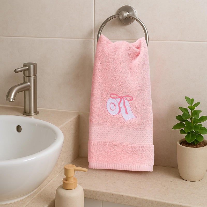 Breling 3 Pcs Bow Towels for Bathroom, Coquett Pink Bowknot Kitchen Hand Towels 100% Cotton Soft Embroidered Home Decoration for Birthday Bridal Shower Wedding Gifts 13.3 x 29 Inch - Image 2