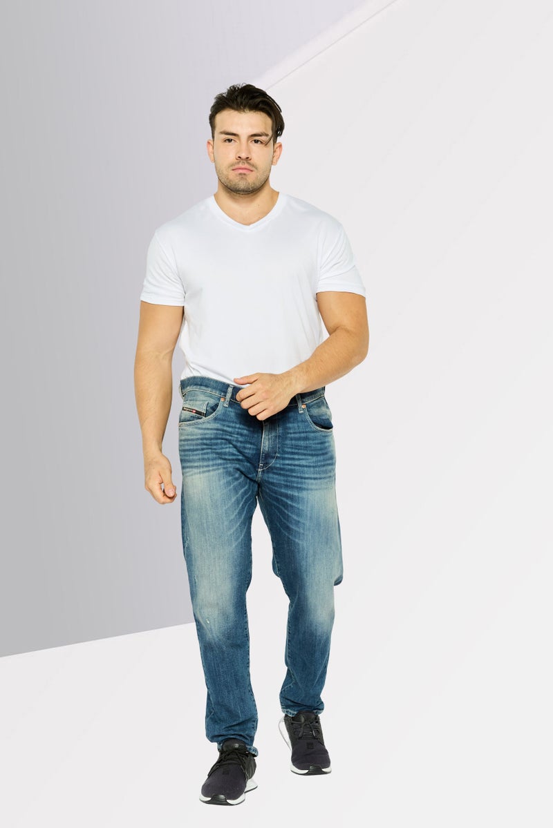 DIESEL جينز دنيم مغسول للرجال بقصة عادية، أزرق - Image 2