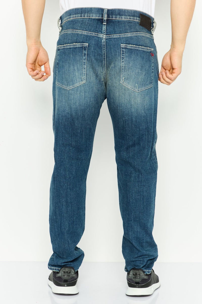 DIESEL جينز دنيم مغسول للرجال بقصة عادية، أزرق - Image 4