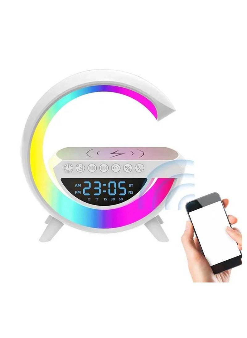 Bluetooth speaker Atmosphere Lamp Wireless Charger Led Alarm Clock Dimmable Ambient Light Smart Table Lamp BT-3401
