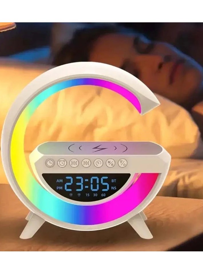 Bluetooth speaker Atmosphere Lamp Wireless Charger Led Alarm Clock Dimmable Ambient Light Smart Table Lamp BT-3401