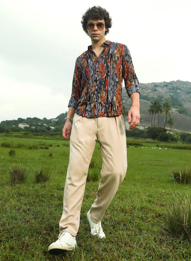 كامبوس سوترا Men's Multicolour Tarnished Foliage Shirt