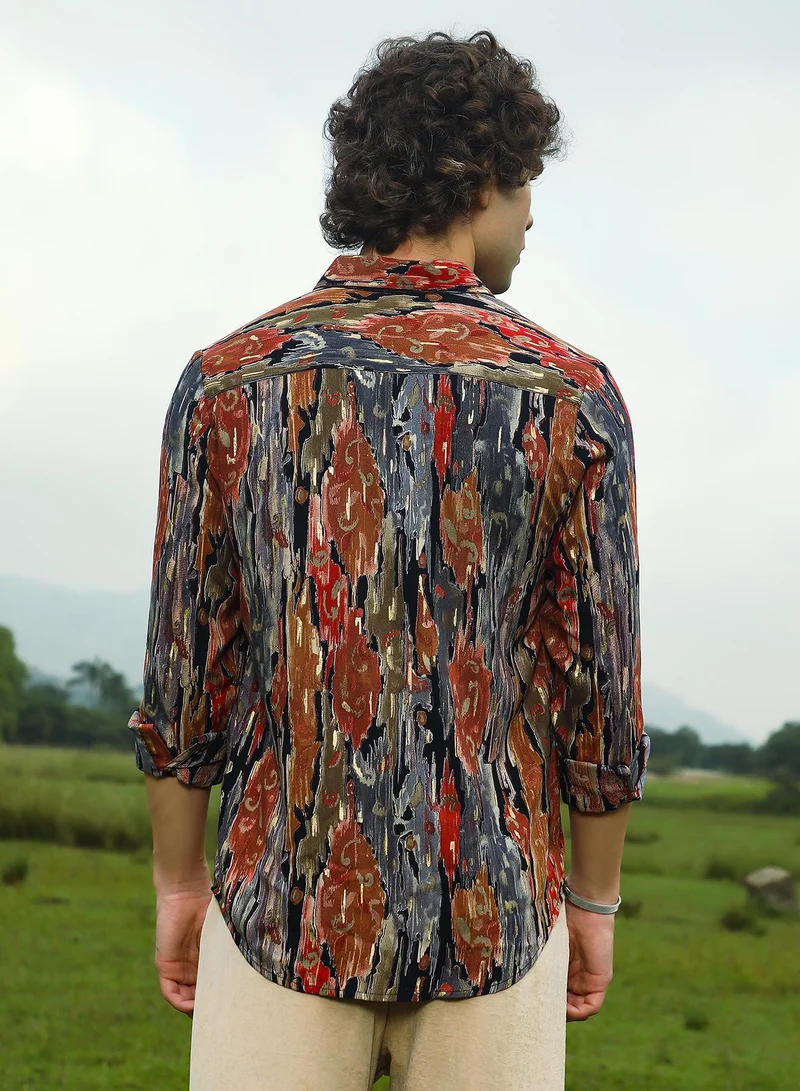 كامبوس سوترا Men's Multicolour Tarnished Foliage Shirt