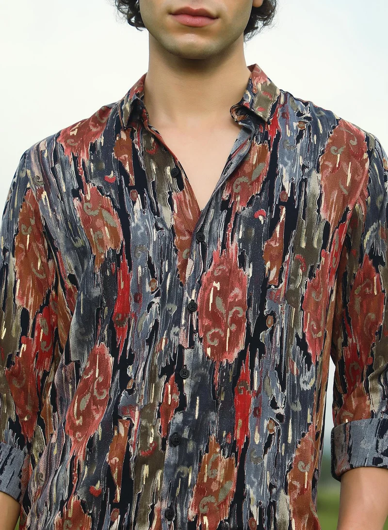 كامبوس سوترا Men's Multicolour Tarnished Foliage Shirt