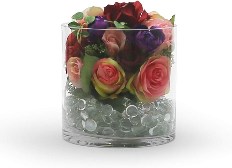 WGVI WGV Cylinder Vase, Width 7", Height 7", Clear Wide Large Diameter Flower Glassware, Floral Container, Planter Terrarium for Wedding Party Event, Home Accent Decor, 1 Piece - Image 4