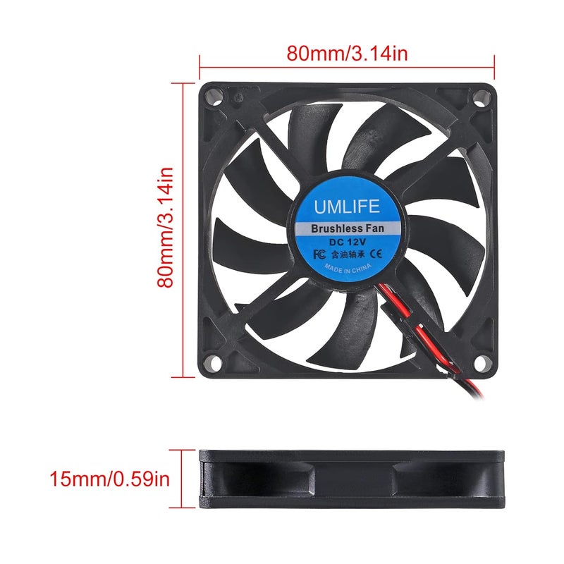 UMLIFE 4PCS DC Coolng Fan 80x80x15mm 80mm 12V Dual Ball Bearing Brushless Case Cooler Fans for 3D Printer PC CPU Computer Case Fan Cooler - Image 2