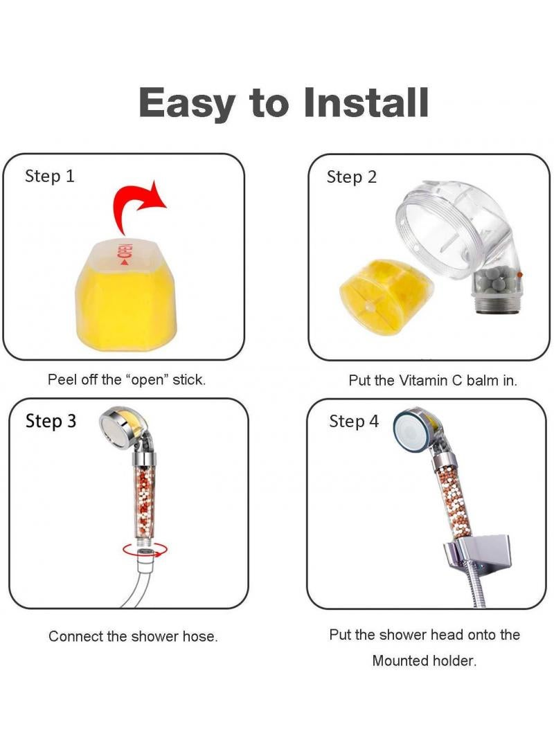 Shower Head Filter Vitamin C Shower Infuser Hard Water Softener Chlorine And Fluoride Shower Filter Water Purifying Filtered Shower Head With Beads Helps Dry Skin And Hair Loss With 3 Random Replace - Image 2