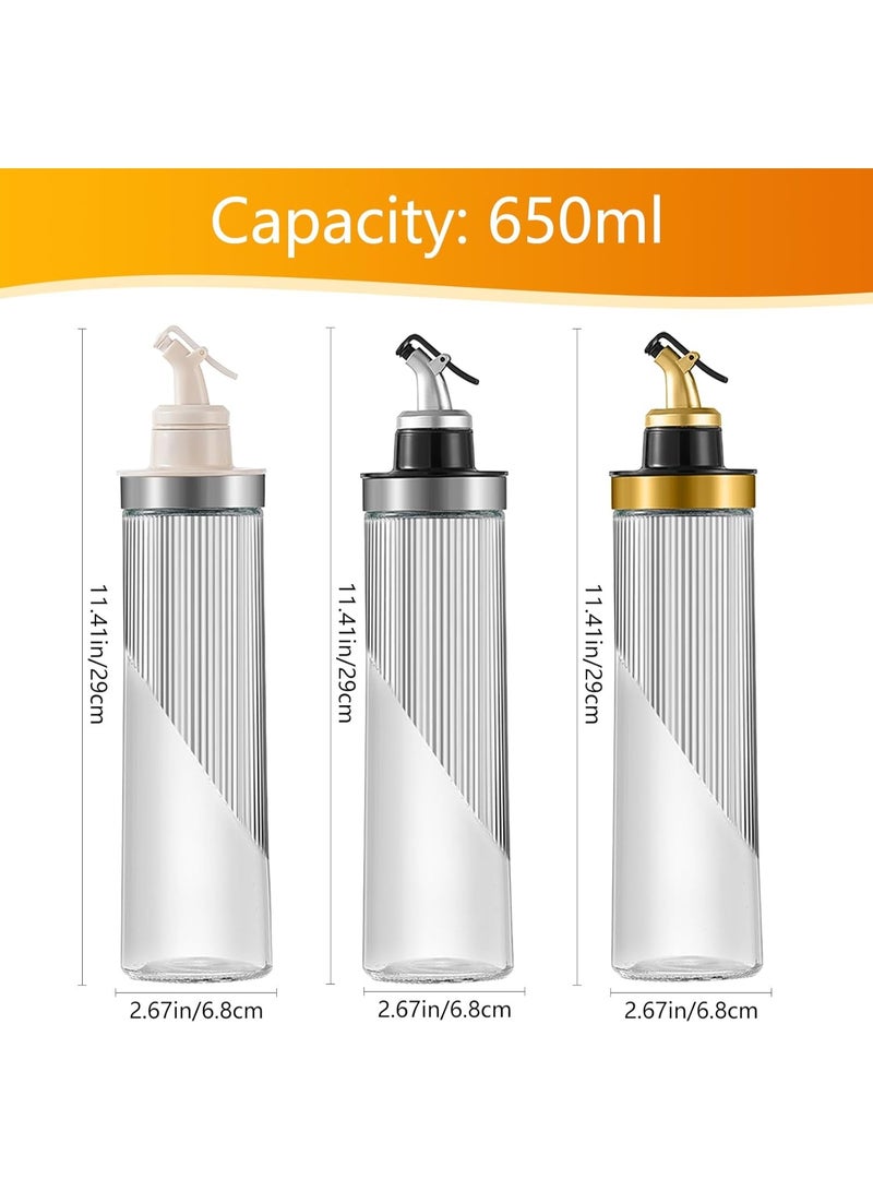 جورونب زجاجة زيت زيتون زجاجية سعة 22 أونصة، زجاجات زيت وخل للطهي في المطبخ مع فوهة سكب مانعة للتسرب (قطعتان، سعة 650 مل) - Image 2