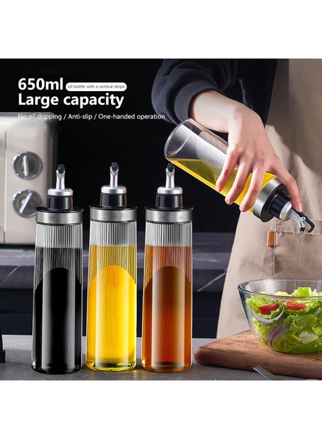 جورونب زجاجة زيت زيتون زجاجية سعة 22 أونصة، زجاجات زيت وخل للطهي في المطبخ مع فوهة سكب مانعة للتسرب (قطعتان، سعة 650 مل) - Image 3
