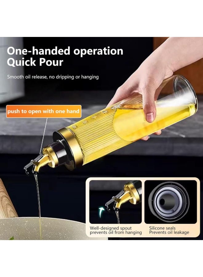 جورونب زجاجة زيت زيتون زجاجية سعة 22 أونصة، زجاجات زيت وخل للطهي في المطبخ مع فوهة سكب مانعة للتسرب (قطعتان، سعة 650 مل) - Image 4