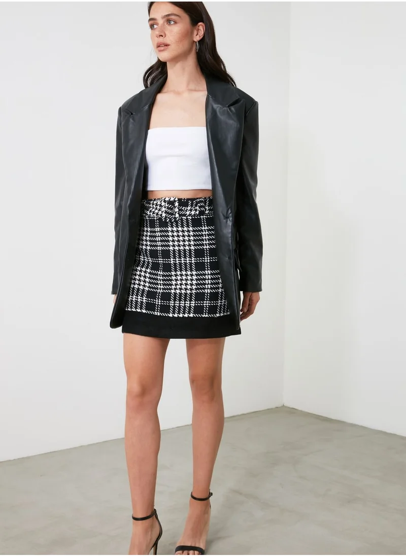 trendyol Checked Mini Skirt