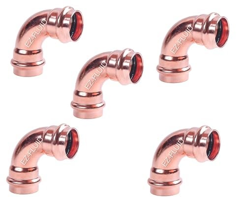 EZ-FLUID (5Pc) EZ-FLUID Plumbing Heavy Duty 1" Press x Press LF Propress Copper 90 Degree Elbow Press Copper Fitting w/Propress Pipe Connection,Residential,Commercial - Image 3