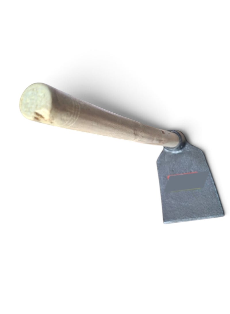 Heavy Duty Iron Flat Hoe with Ergonomic Wooden Handle - Durable Gardening Tool for Digging, Weeding, and Planting
