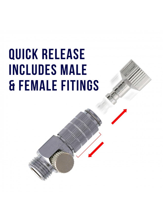 Master Airbrush Brand Airbrush Quick Release Disconnect Coupler & Plug with Airbrush Airflow Adjustment Control Valve 1/8 in. BSP Male and Female Connections - Image 3