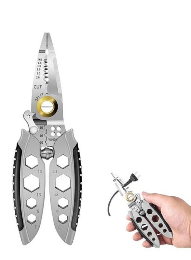 Multipurpose Strippers & Crimping Tool – 8-in-1 Wire Stripper, Cutter and Crimper with Self-Adjusting Jaw, Comfort Grip Handles, Safety Lock, for Insulated & Non-Insulated Terminals (0.2–6.0 mm² / AWG 24–10) - Image 2