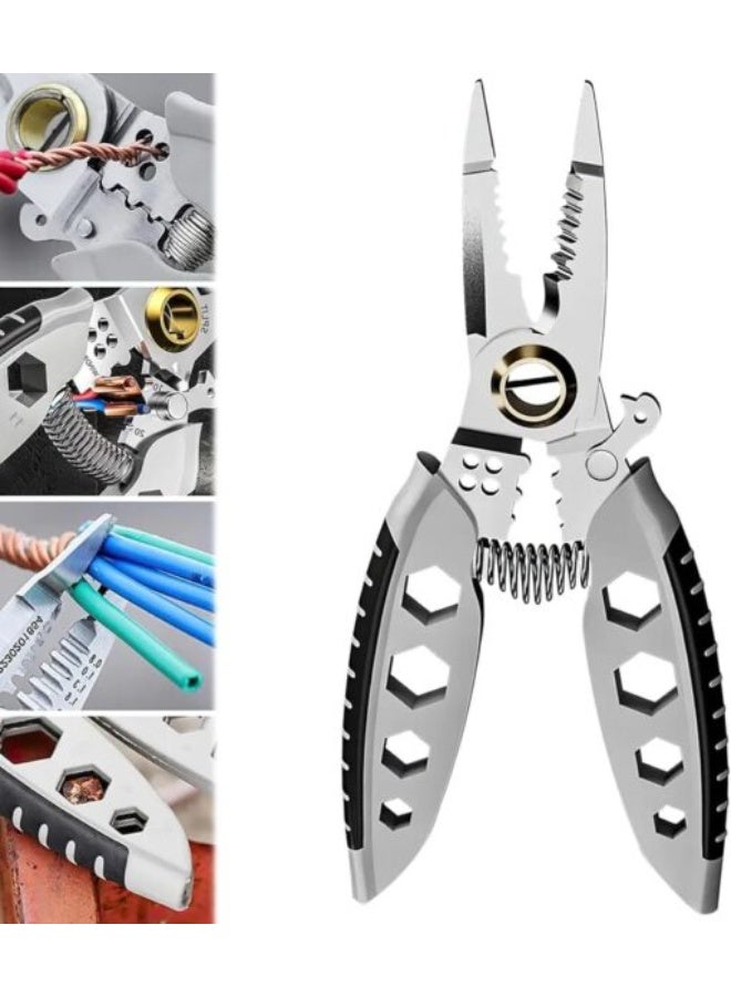 Multipurpose Strippers & Crimping Tool – 8-in-1 Wire Stripper, Cutter and Crimper with Self-Adjusting Jaw, Comfort Grip Handles, Safety Lock, for Insulated & Non-Insulated Terminals (0.2–6.0 mm² / AWG 24–10) - Image 3