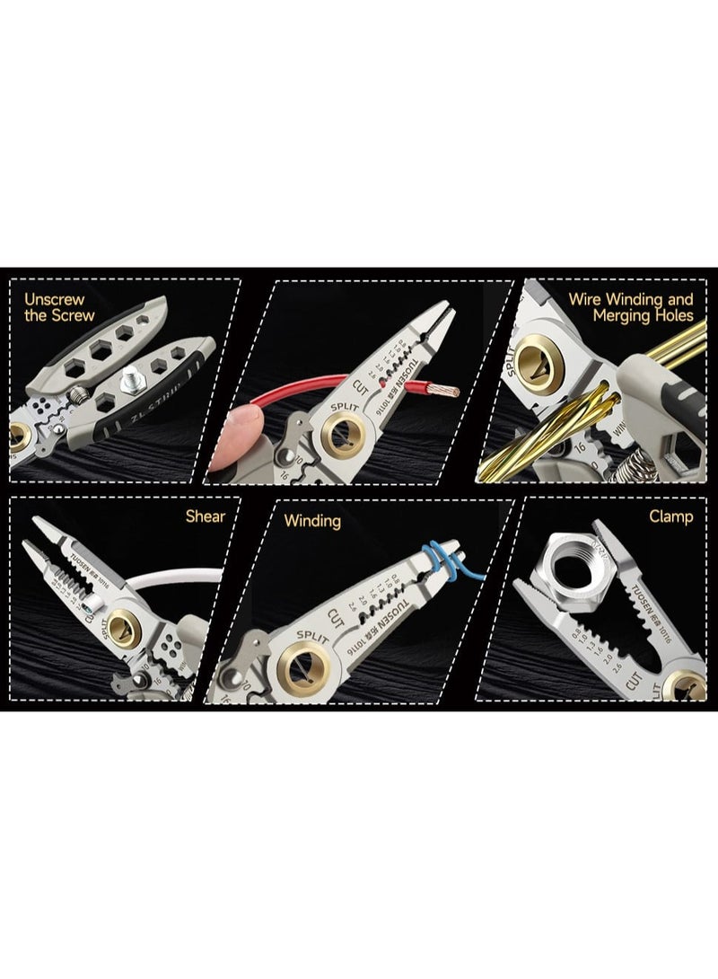 Multipurpose Strippers & Crimping Tool – 8-in-1 Wire Stripper, Cutter and Crimper with Self-Adjusting Jaw, Comfort Grip Handles, Safety Lock, for Insulated & Non-Insulated Terminals (0.2–6.0 mm² / AWG 24–10) - Image 5