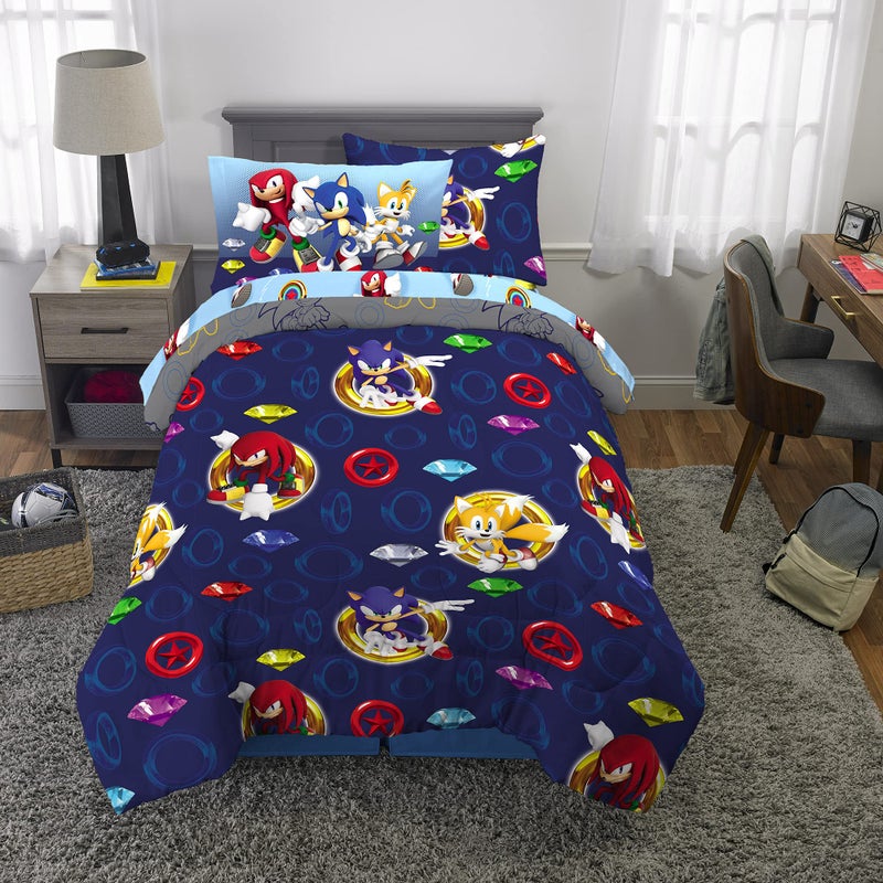 Franco Kids Bedding Super Soft Comforter and Sheet Set with Sham, 5 Piece Twin Size, Sonic The Hedgehog, Anime - Image 4