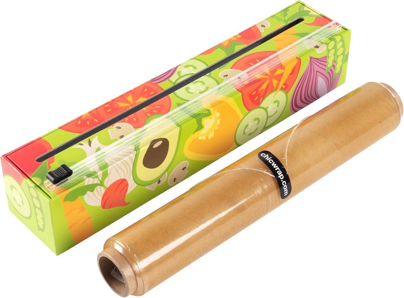 ChicWrap Veggies Refillable Plastic Wrap Dispenser - Includes One 12" x 250' Roll of Professional Grade Plastic Wrap - BPA Free and Kosher Certified - Reusable Dispenser w/Slide Cutter - Image 4