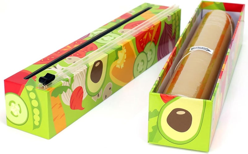 ChicWrap Veggies Refillable Plastic Wrap Dispenser - Includes One 12" x 250' Roll of Professional Grade Plastic Wrap - BPA Free and Kosher Certified - Reusable Dispenser w/Slide Cutter - Image 1