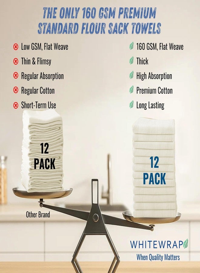 WHITEWRAP Flour Sack Towels| Tea Towel for Crafts| Kitchen Dish Cotton Blank Towel for Embroidery|Baking Bread Proofing Linen Cover| Thick Absorbent Quick Dry|12Pack 28"x28" Natural - Image 5