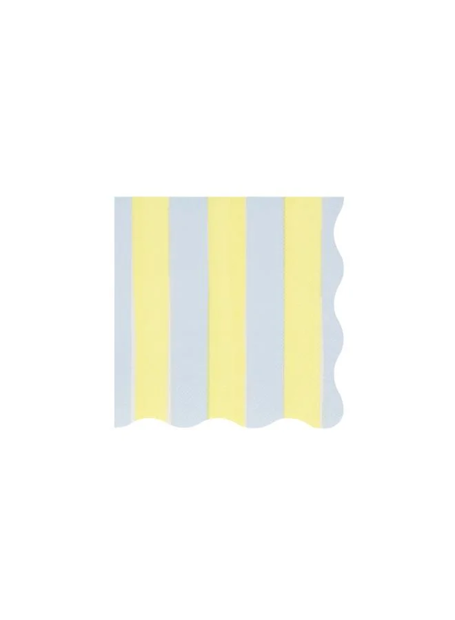 Meri Meri  Pastel Stripe Small Napkins - Pack of 16, 4 Colorways with Wavy Edges, 3-Ply Paper Party Napkins for Garden Parties, Picnics, Baby Showers, Cocktail Parties & Celebrations  | Best Price UAE