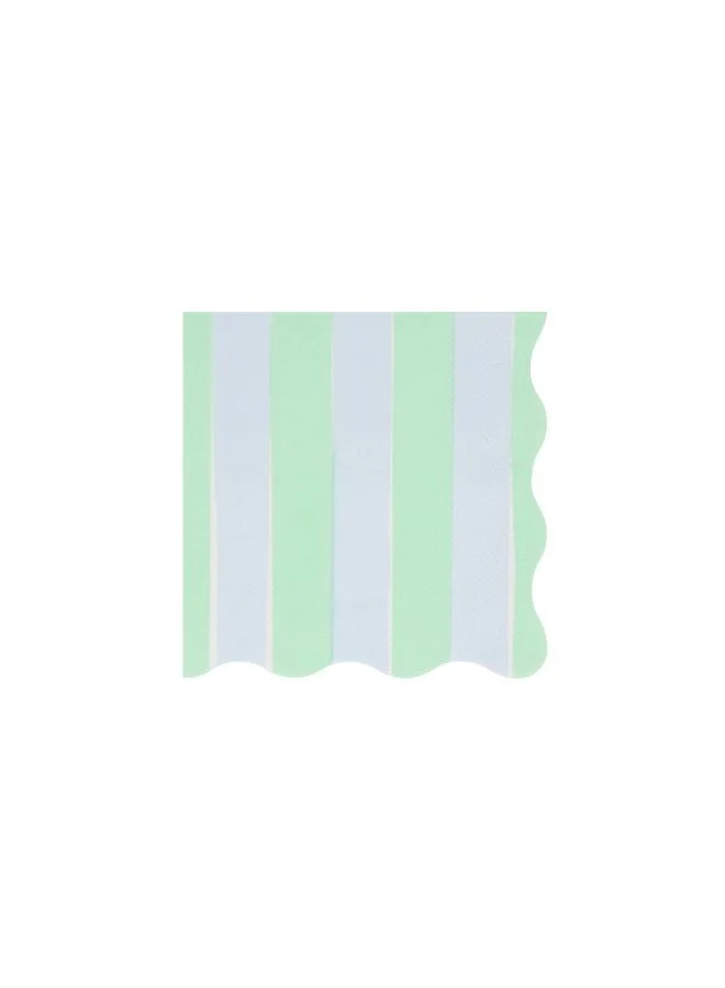 Meri Meri  Pastel Stripe Small Napkins - Pack of 16, 4 Colorways with Wavy Edges, 3-Ply Paper Party Napkins for Garden Parties, Picnics, Baby Showers, Cocktail Parties & Celebrations  | Best Price UAE