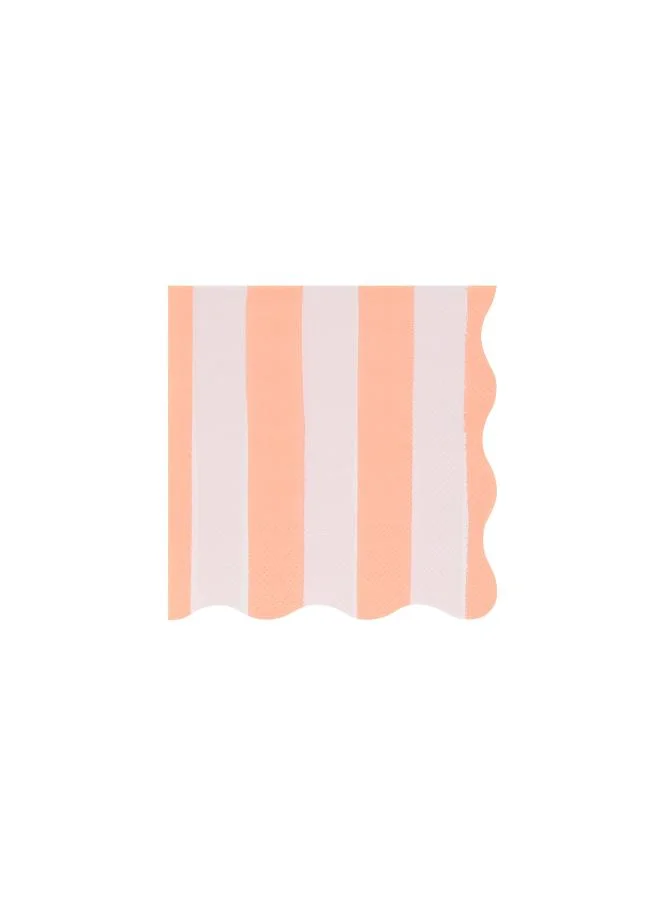 Meri Meri  Pastel Stripe Small Napkins - Pack of 16, 4 Colorways with Wavy Edges, 3-Ply Paper Party Napkins for Garden Parties, Picnics, Baby Showers, Cocktail Parties & Celebrations  | Best Price UAE