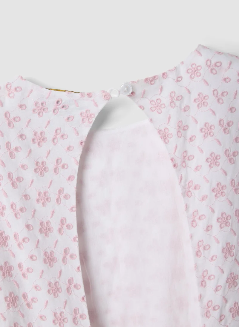 Ovs  OVS Pink Pure Cotton Dress With Broderie Anglaise Embroidery for Women | Best Price UAE