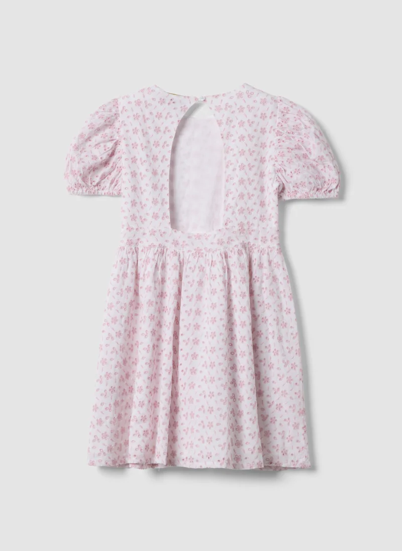 Ovs OVS Pink Pure Cotton Dress With Broderie Anglaise Embroidery