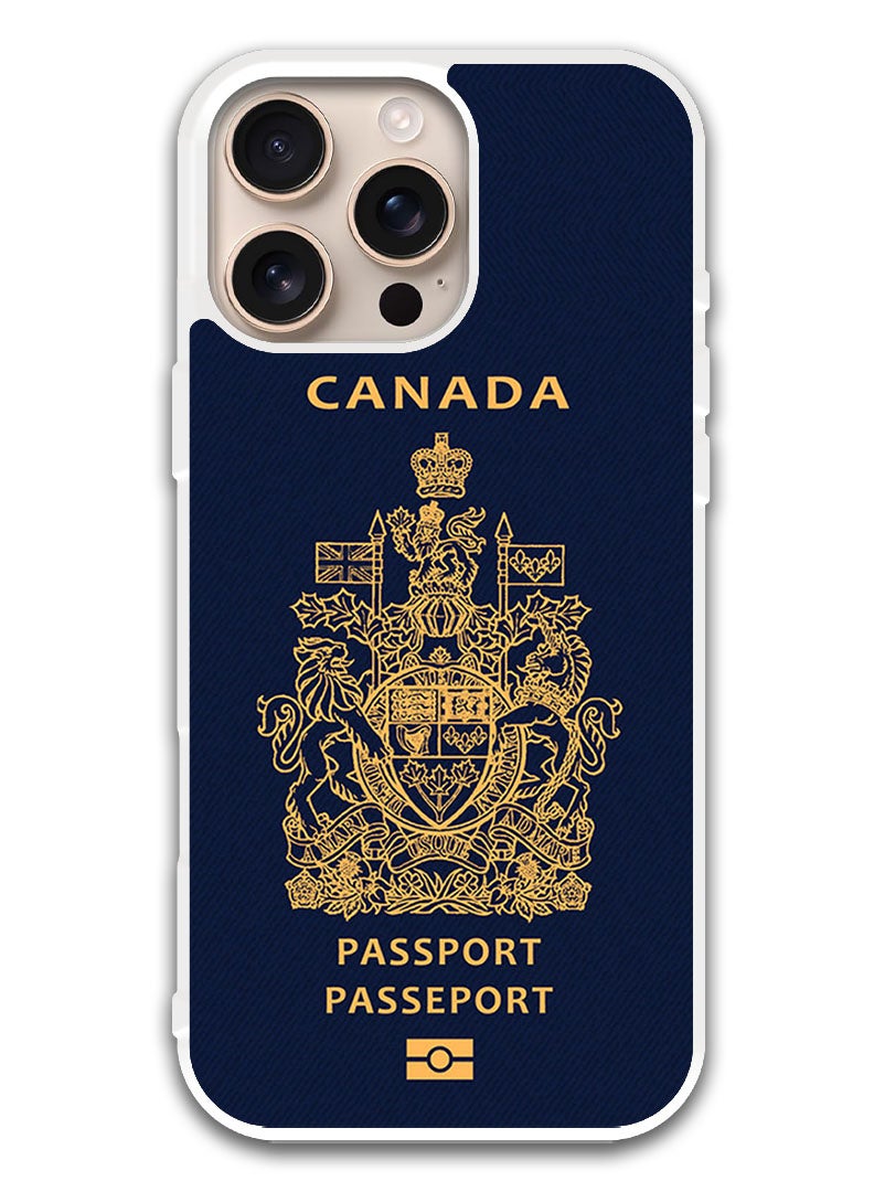 Theodor Protective Case Cover For APPLE IPHONE 16 Pro Canada Passport (White Bumper) - Image 1